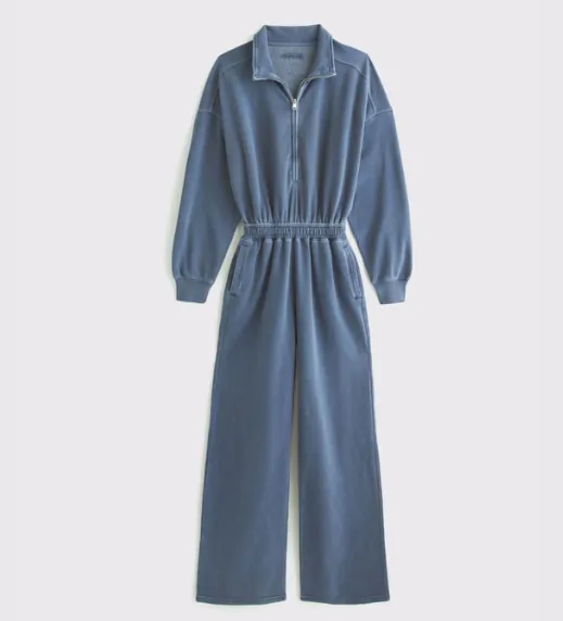 Long Sleeve Half Zip Fleece Jumpsuit